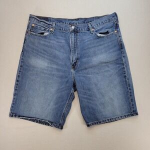 Levis 469 Denim Shorts Mens 42 Blue Loose Mid Rise Medium Wash 10" Jean‎